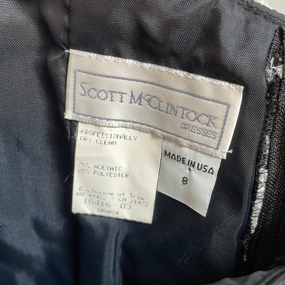 vintage scott mcclintock black brocade white lace off the shoulder dress - Picture 9 of 13